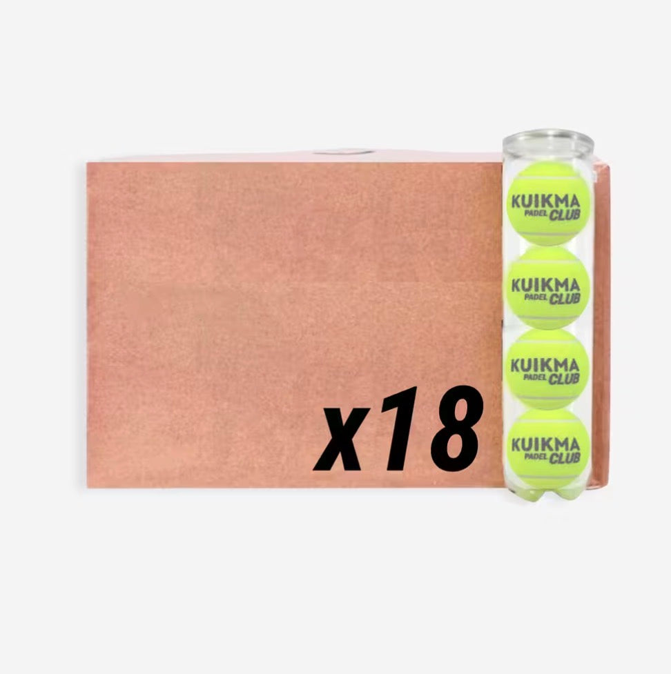 Carton 18 tubes de 4 balles de padel pressurisées- Kuikma PB Club